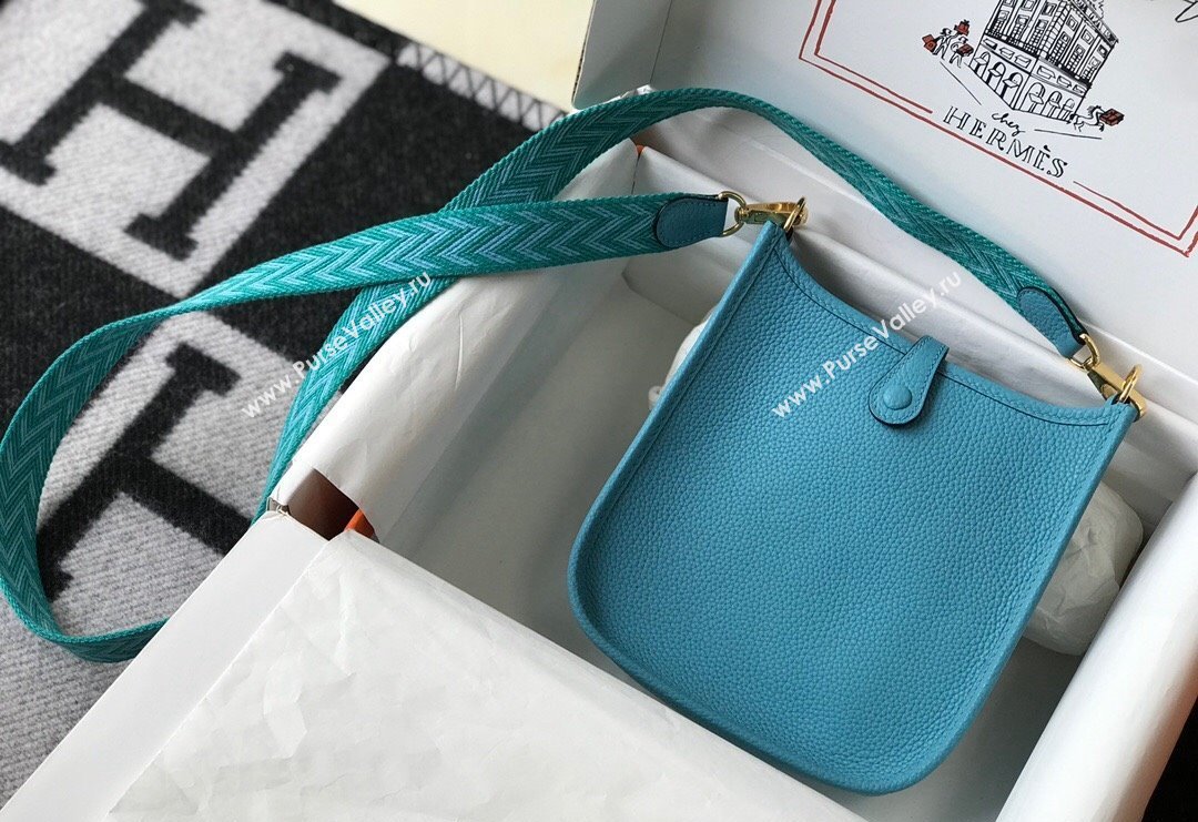 Hermes Evelyne Mini Bag 18cm in Togo Calfskin North Blue2023 ( Half Handmade) (FL-231101060)