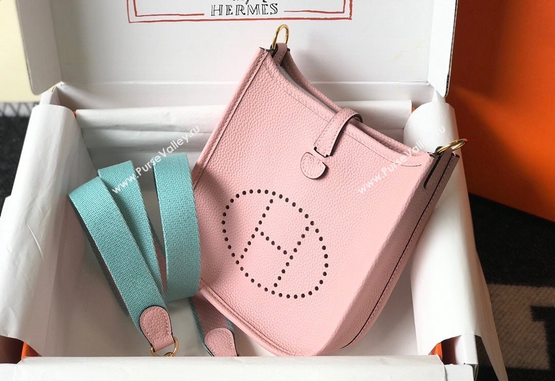 Hermes Evelyne Mini Bag 18cm in Togo Calfskin 3Q Pink 2023 ( Half Handmade) (FL-231101061)