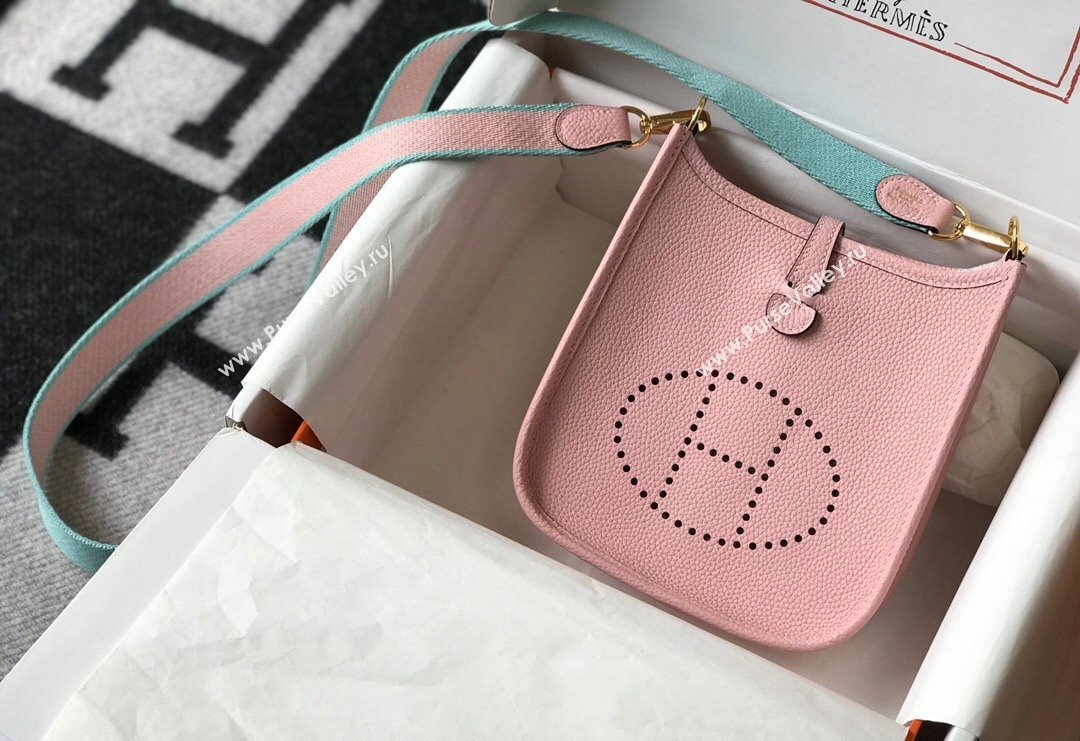 Hermes Evelyne Mini Bag 18cm in Togo Calfskin 3Q Pink 2023 ( Half Handmade) (FL-231101061)