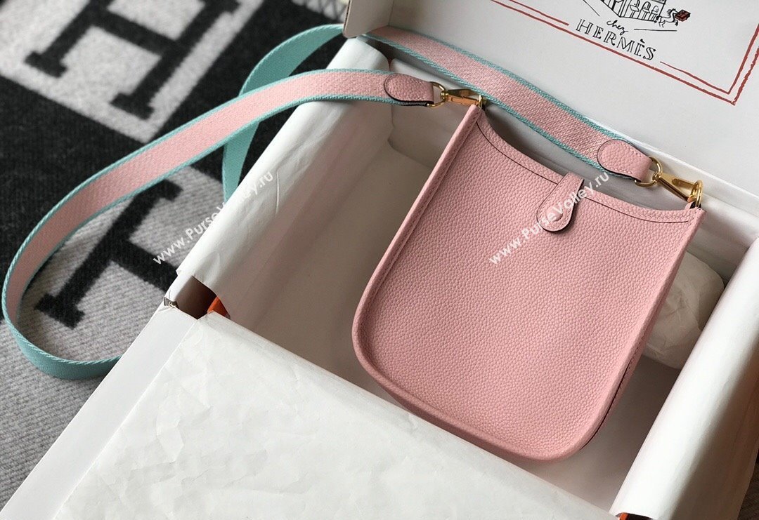 Hermes Evelyne Mini Bag 18cm in Togo Calfskin 3Q Pink 2023 ( Half Handmade) (FL-231101061)