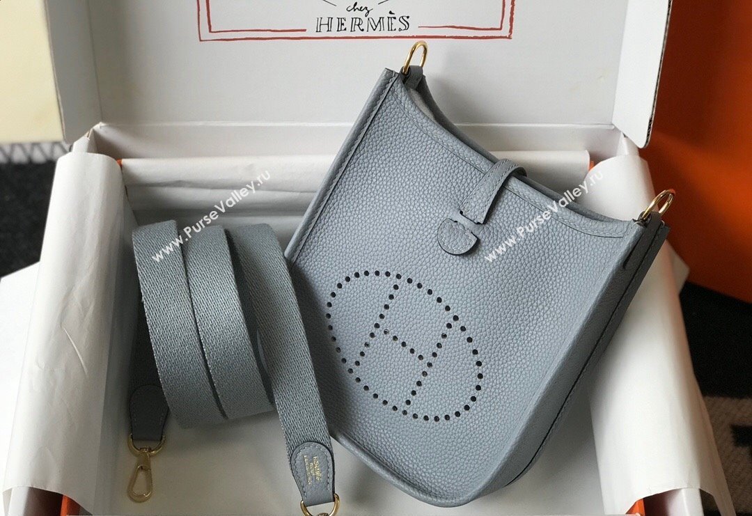 Hermes Evelyne Mini Bag 18cm in Togo Calfskin Line Blue 2023 ( Half Handmade) (FL-231101062)