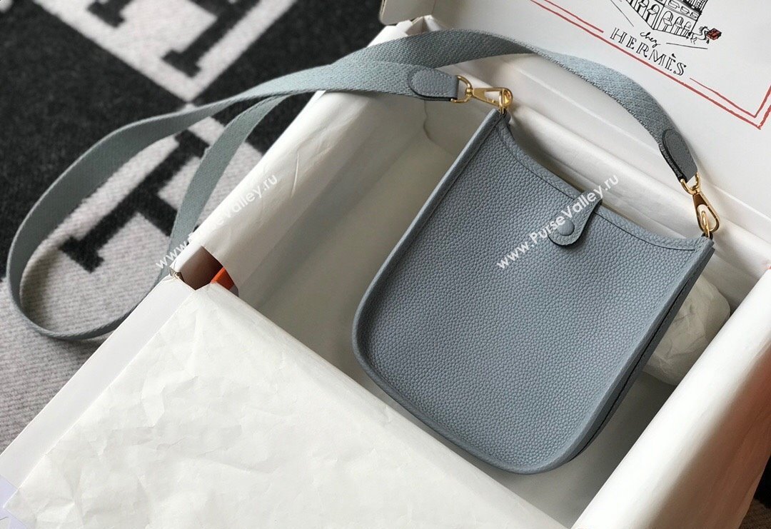 Hermes Evelyne Mini Bag 18cm in Togo Calfskin Line Blue 2023 ( Half Handmade) (FL-231101062)