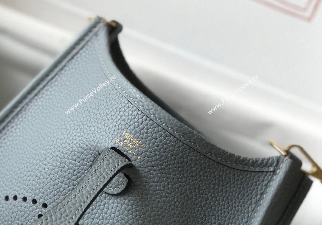 Hermes Evelyne Mini Bag 18cm in Togo Calfskin Line Blue 2023 ( Half Handmade) (FL-231101062)