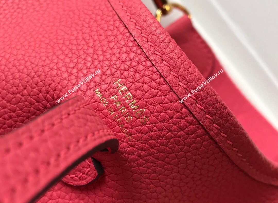 Hermes Evelyne Mini Bag 18cm in Togo Calfskin Rose Lipstick Pink 2023 ( Half Handmade) (FL-231101066)