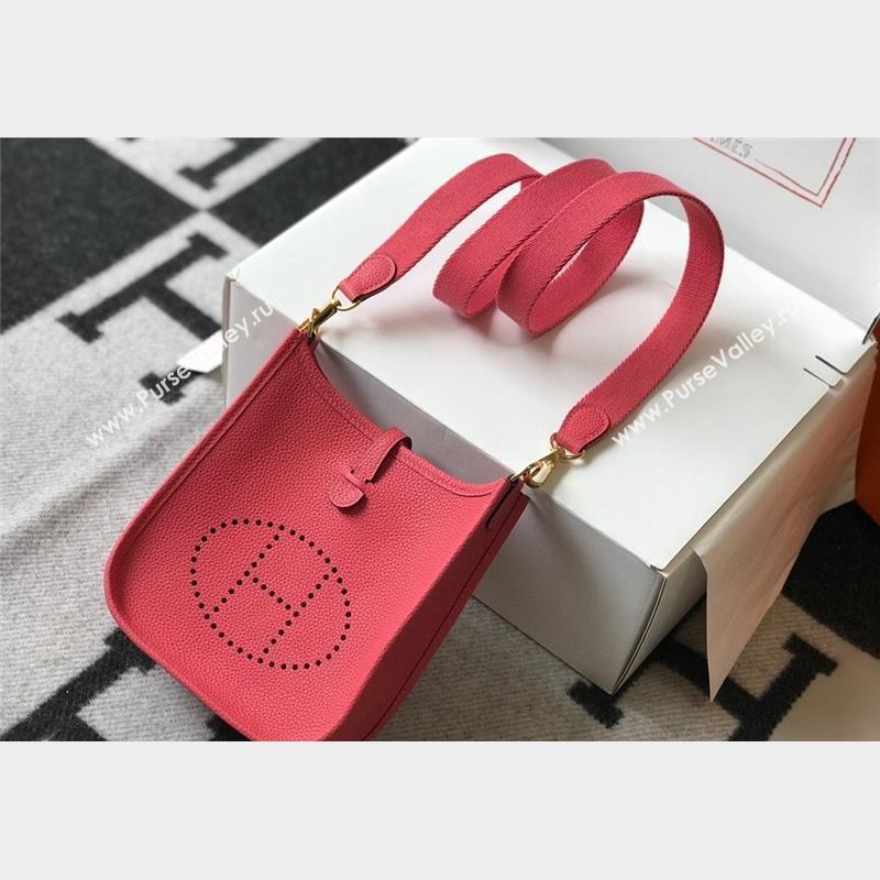 Hermes Evelyne Mini Bag 18cm in Togo Calfskin Rose Lipstick Pink 2023 ( Half Handmade) (FL-231101066)