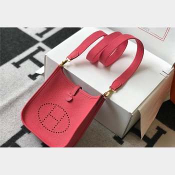 Hermes Evelyne Mini Bag 18cm in Togo Calfskin Rose Lipstick Pink 2023 ( Half Handmade) (FL-231101066)