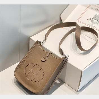 Hermes Evelyne Mini Bag 18cm in Togo Calfskin Elephant Grey/Silver 2023 ( Half Handmade) (FL-231101069)