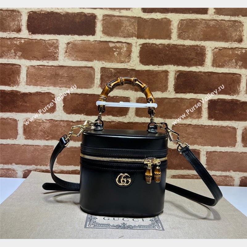 Gucci Mini Bamboo Leather Shoulder Bag 760200 Black 2023 (DLH-231101084)