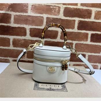 Gucci Mini Bamboo Leather Shoulder Bag 760200 White 2023 (DLH-231101085)