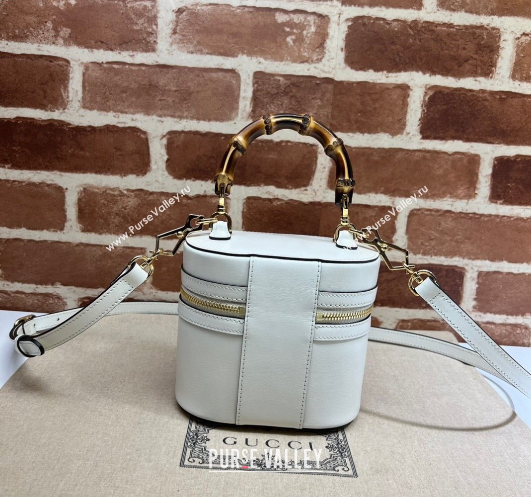 Gucci Mini Bamboo Leather Shoulder Bag 760200 White 2023 (DLH-231101085)