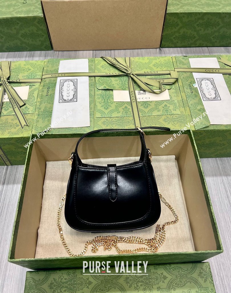 Gucci Jackie 1961 Leather Super Mini Bag 760249 Black 2023 (DLH-231101086)