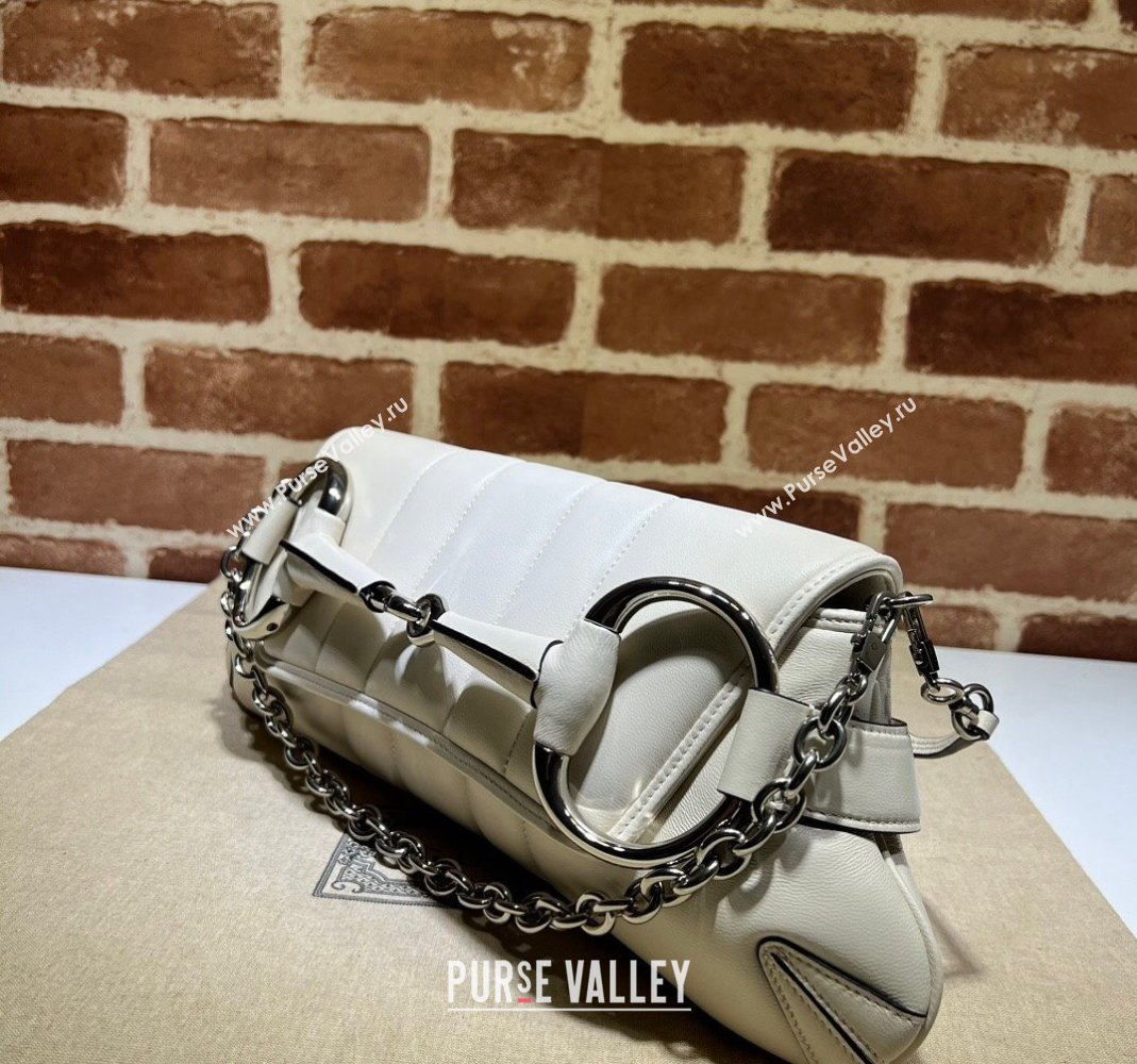 Gucci Horsebit Chain Medium Shoulder bag in Quilted Leather 764255 White 2023 (DLH-231101100)