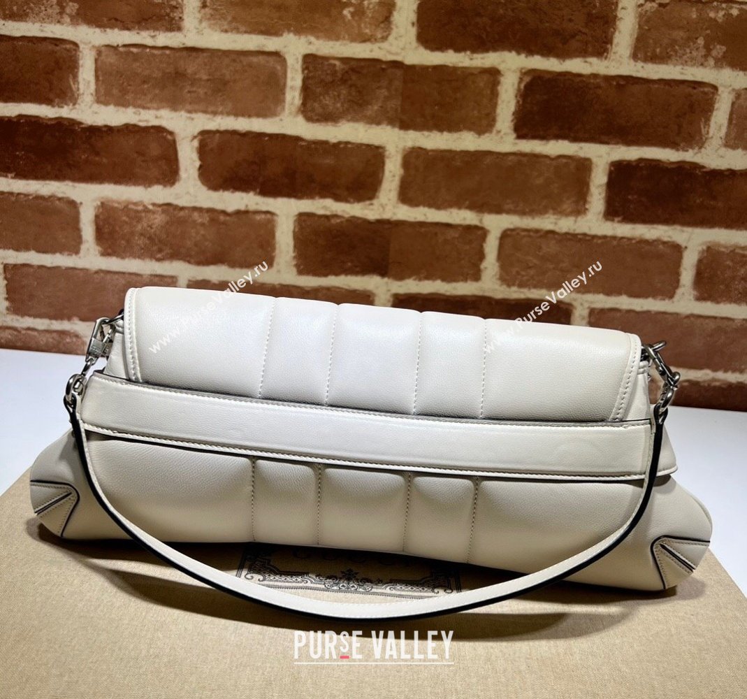 Gucci Horsebit Chain Medium Shoulder bag in Quilted Leather 764255 White 2023 (DLH-231101100)