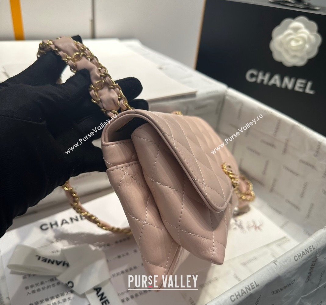 Chanel Aged Calfskin Mini Flap Bag with Chain AS1921 Light Pink 2023 (yezi-231031003)