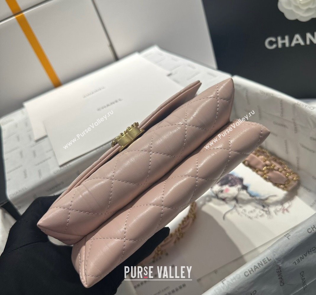 Chanel Aged Calfskin Mini Flap Bag with Chain AS1921 Light Pink 2023 (yezi-231031003)