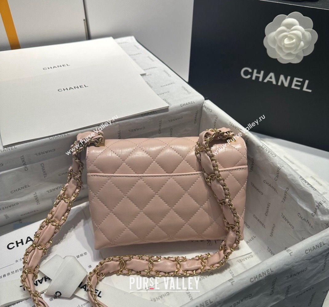 Chanel Aged Calfskin Mini Flap Bag with Chain AS1921 Light Pink 2023 (yezi-231031003)