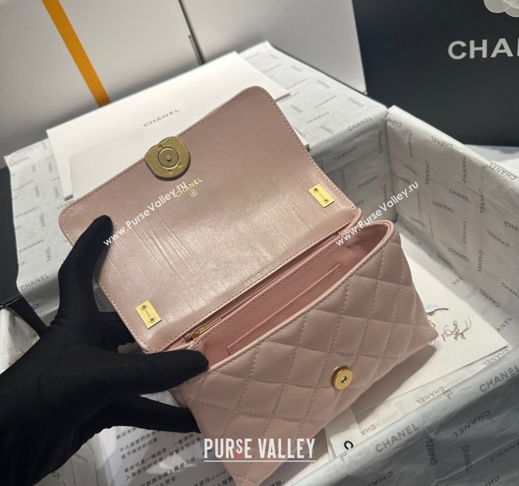 Chanel Aged Calfskin Mini Flap Bag with Chain AS1921 Light Pink 2023 (yezi-231031003)