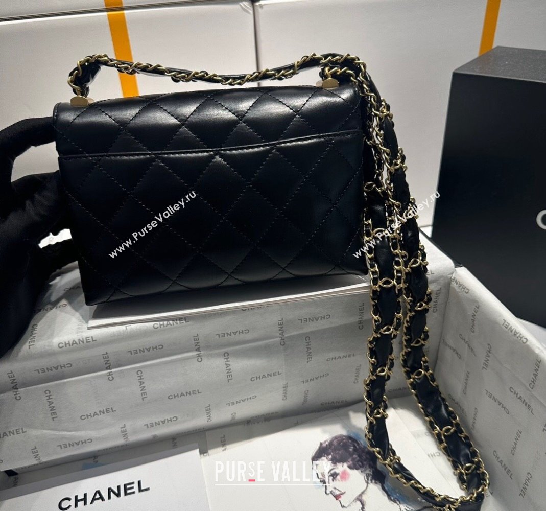 Chanel Aged Calfskin Mini Flap Bag with Chain AS1921 Black 2023 (yezi-231031004)