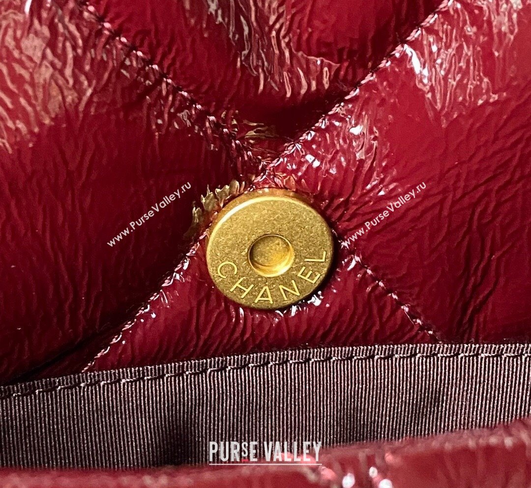 Chanel 19 Shiny Crinkle Calfskin Large Flap Bag AS1161 Burgundy 2023 (yezi-231031008)