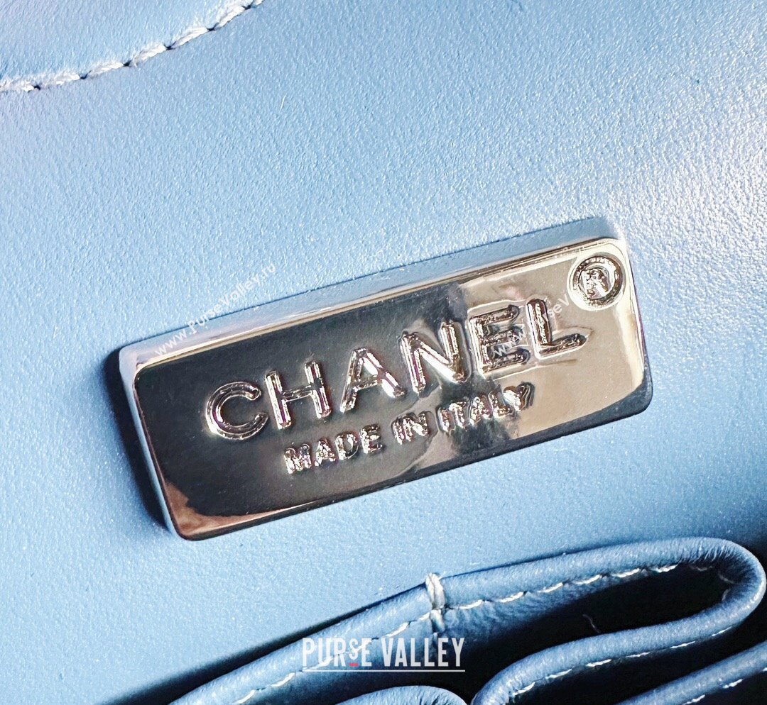 Chanel Classic Medium Flap Bag in Sequins Embroidered Denim A01112 Light Blue 2023 (yezi-231031021)