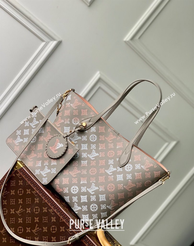 Louis Vuitton Blossom MM Tote Bag in Mahina Perforated Leather M23387 Grey/Pink 2023 (KI-231031025)