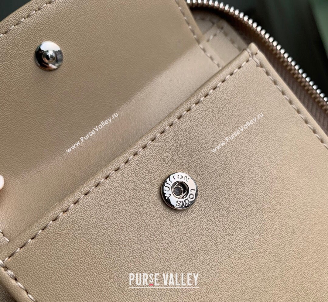Louis Vuitton Zippy Compact Wallet in Mahina Perforated Leather M81558 Galet Beige 2023 (KI-231031026)