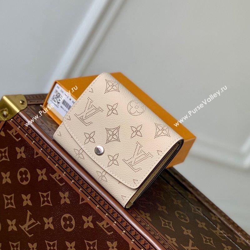 Louis Vuitton Iris Compact Wallet in Mahina Perforated Leather M62543 Cream White 2023 (KI-231031033)