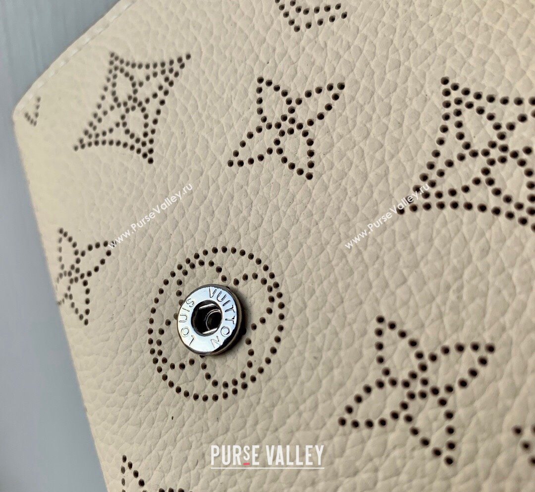 Louis Vuitton Iris Compact Wallet in Mahina Perforated Leather M62543 Cream White 2023 (KI-231031033)