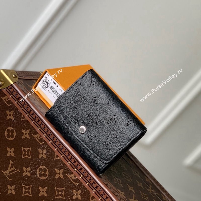 Louis Vuitton Iris Compact Wallet in Mahina Perforated Leather M62540 Black 2023 (KI-231031031)