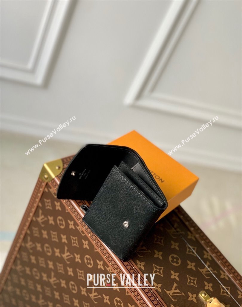 Louis Vuitton Iris Compact Wallet in Mahina Perforated Leather M62540 Black 2023 (KI-231031031)