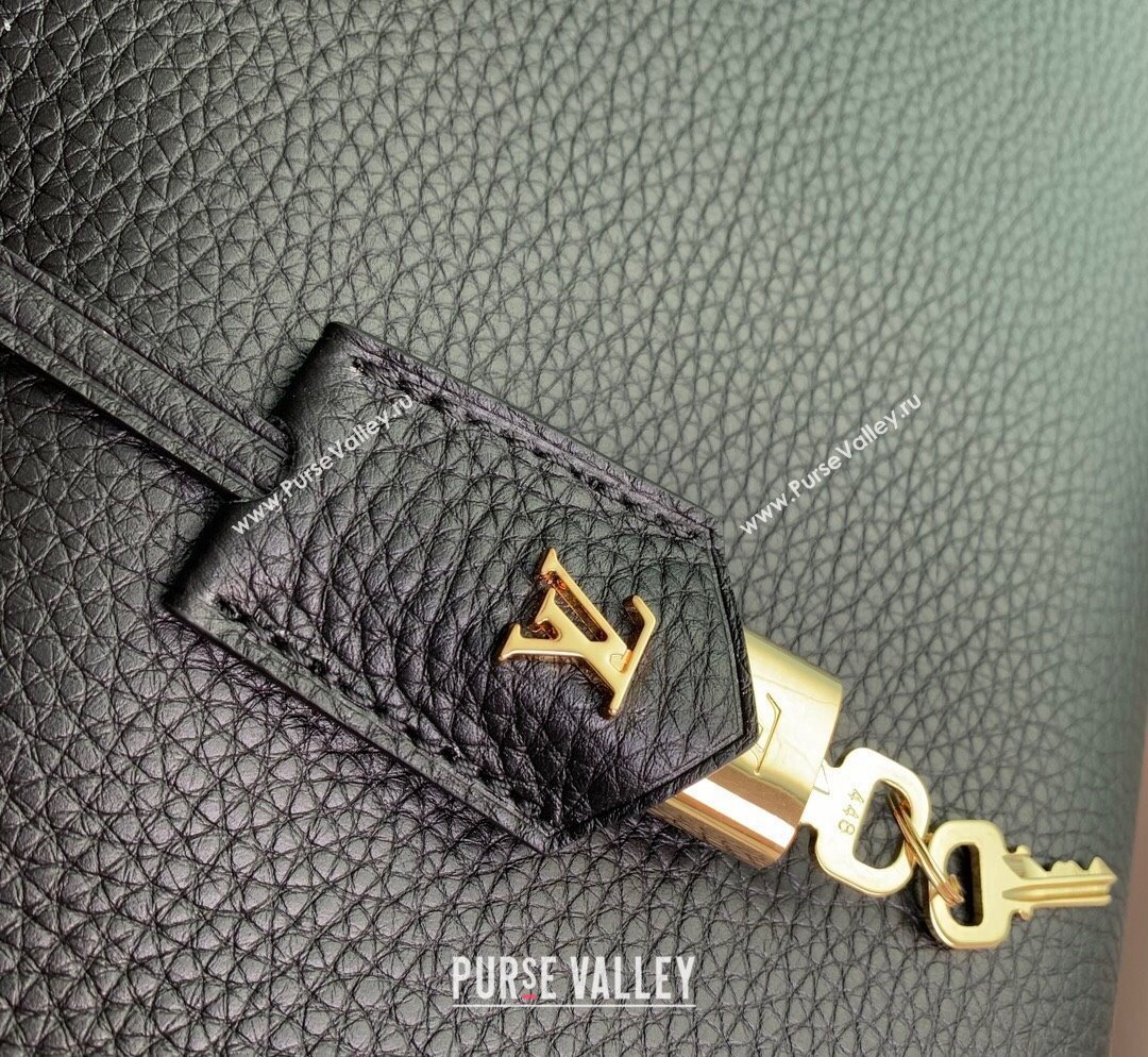 Louis Vuitton Lock It MM Top Handle Bag in Taurillon Leather M22914 Black 2023 (KI-231031035)