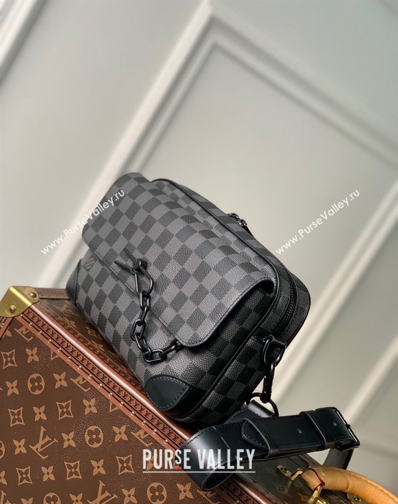 Louis Vuitton Mens Steamer Messenger Bag M46795 Damier Graphite Canvas 2023 (KI-231031041)