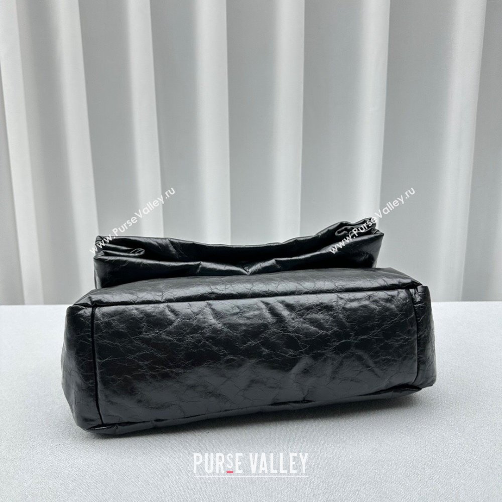 Balenciaga Monaco Medium Chain Bag in calfskin Black Aged Silver 2023 92800 (ningm-231010026)