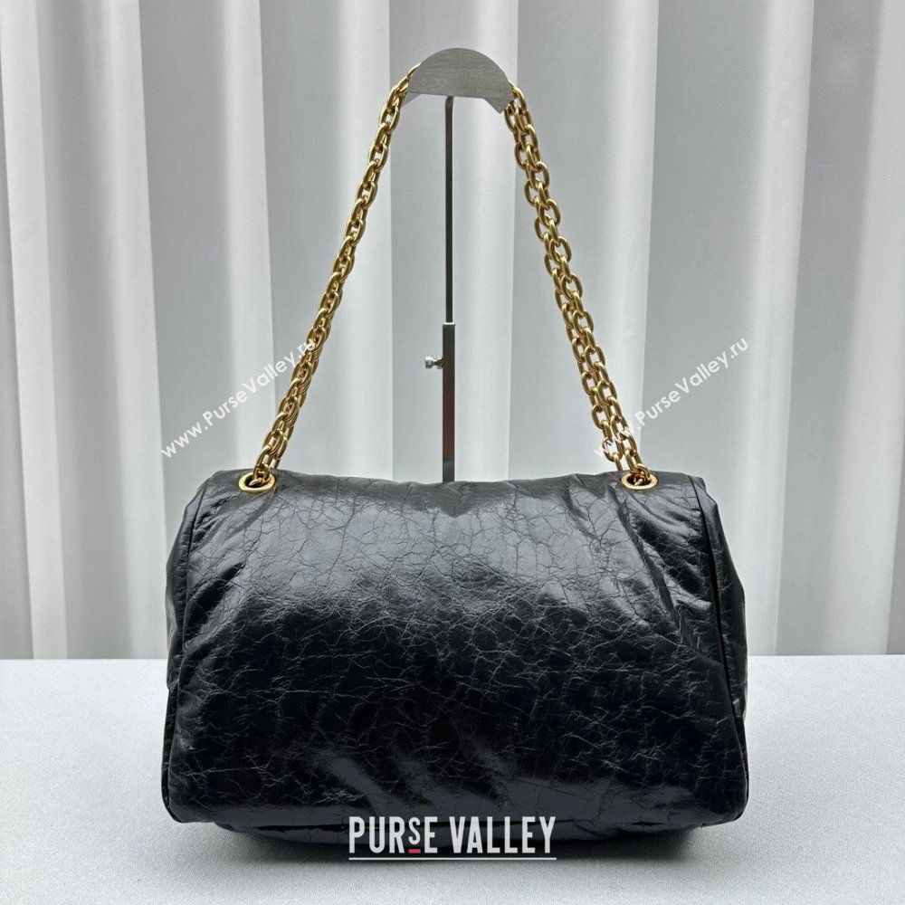 Balenciaga Monaco Medium Chain Bag in calfskin Black Aged Gold 2023 92800 (ningm-231010027)