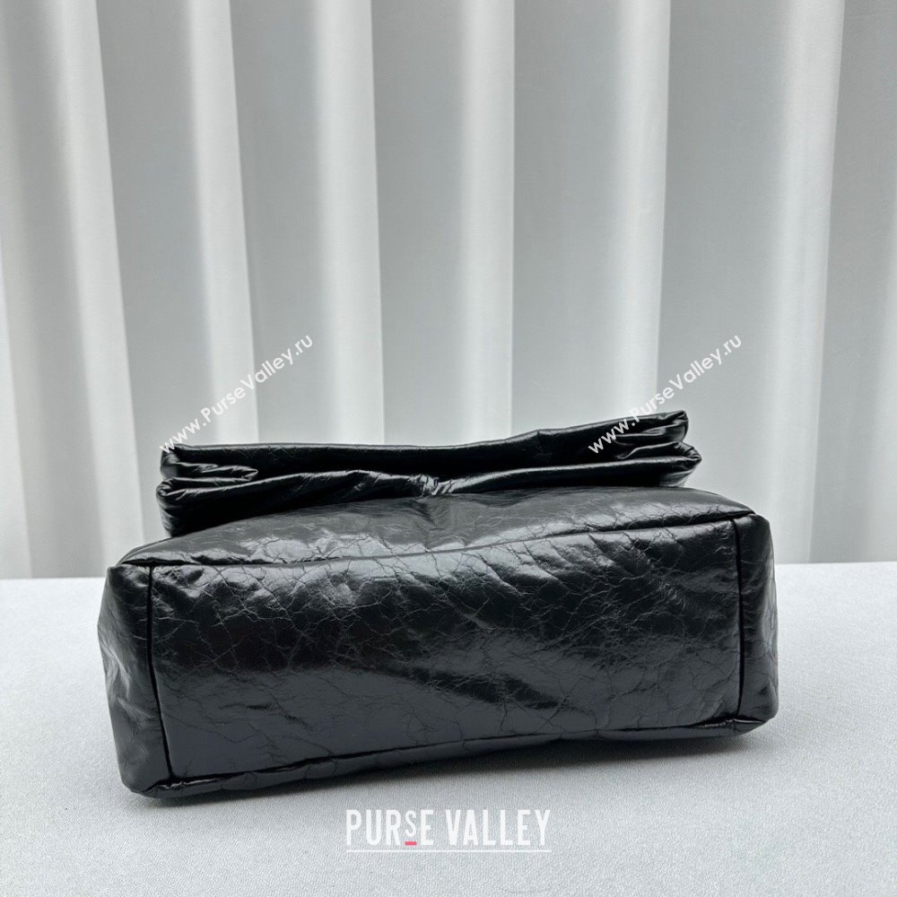 Balenciaga Monaco Medium Chain Bag in calfskin Black Aged Gold 2023 92800 (ningm-231010027)