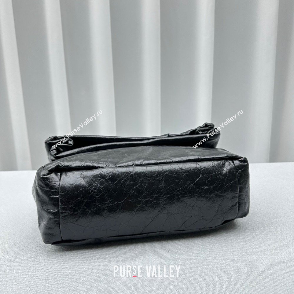 Balenciaga Monaco Small Chain Bag in calfskin Black Aged Silver 2023 92800 (ningm-231010028)