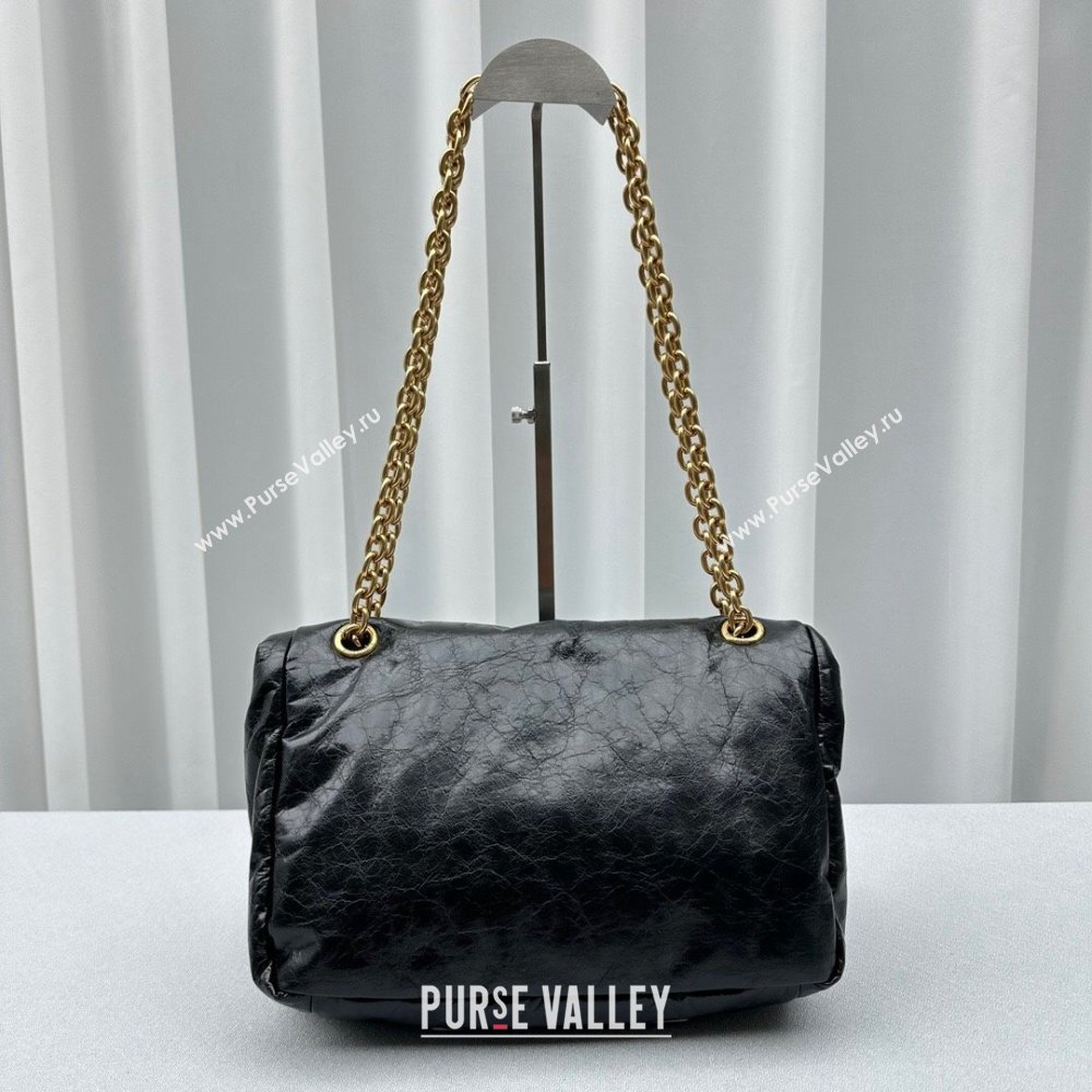 Balenciaga Monaco Small Chain Bag in calfskin Black Aged Gold 2023 92800 (ningm-231010029)