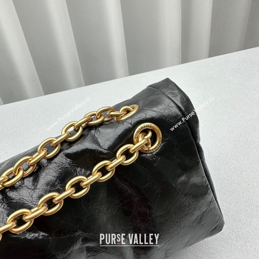 Balenciaga Monaco Small Chain Bag in calfskin Black Aged Gold 2023 92800 (ningm-231010029)