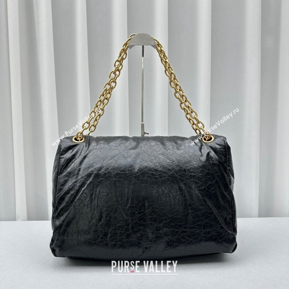 Balenciaga Monaco Large Chain Bag in calfskin Black Aged Gold 2023 92800 (ningm-231010031)