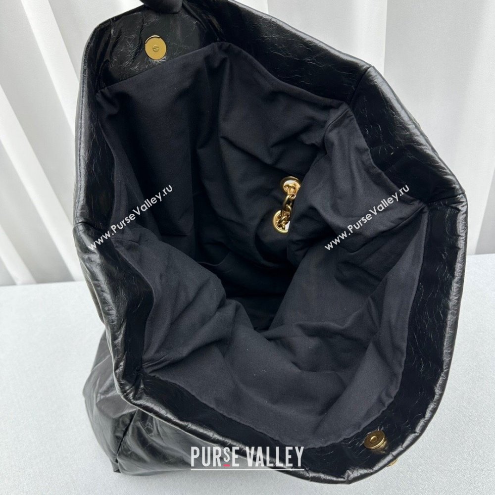 Balenciaga Monaco Large Chain Bag in calfskin Black Aged Gold 2023 92800 (ningm-231010031)