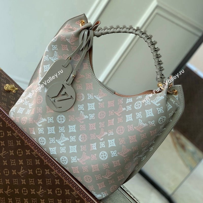 Louis Vuitton Carmel Hobo Bag in Grey Mahina Perforated Leather M23396 2023 (KI-231113005)