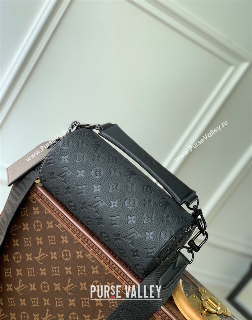 Louis Vuitton Mens Soft Polochon PM Bag in Black Monogram Grained Leather M46796 2023 (KI-231113006)