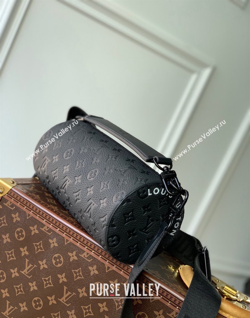 Louis Vuitton Mens Soft Polochon PM Bag in Black Monogram Grained Leather M46796 2023 (KI-231113006)