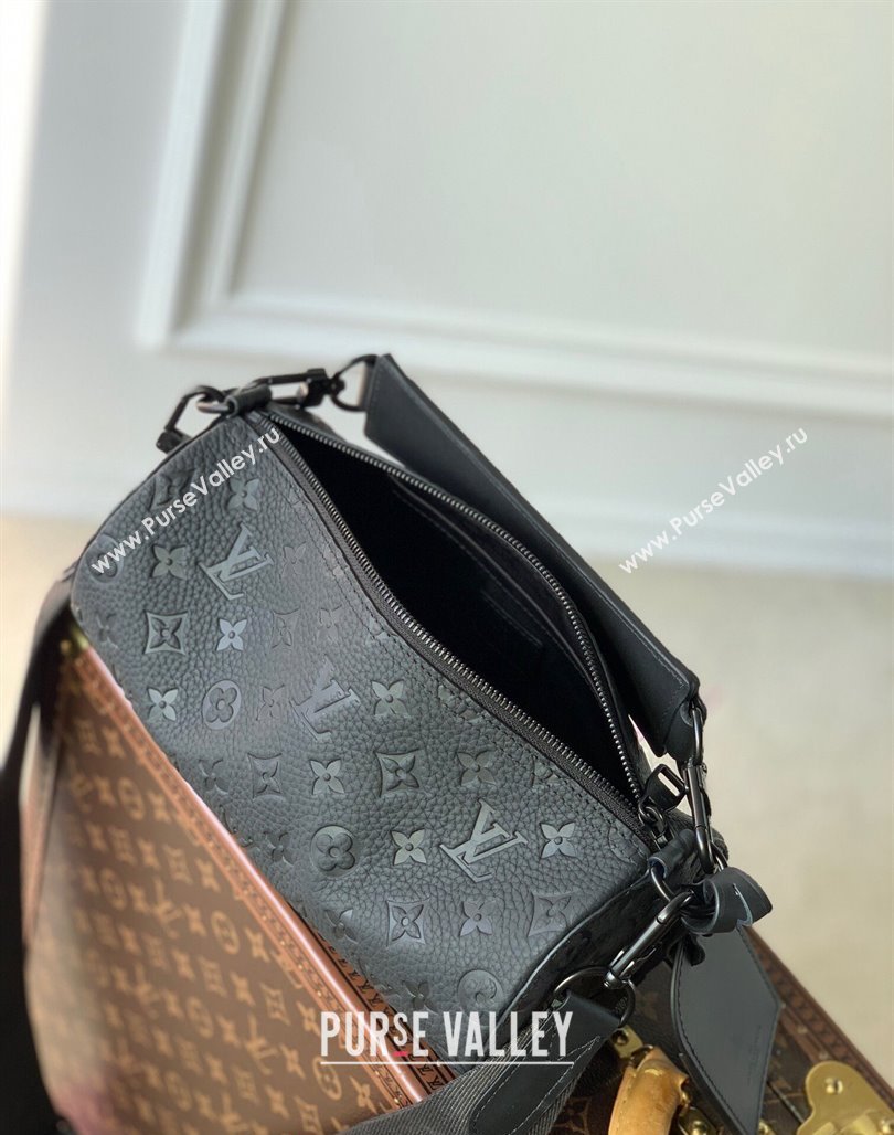 Louis Vuitton Mens Soft Polochon PM Bag in Black Monogram Grained Leather M46796 2023 (KI-231113006)