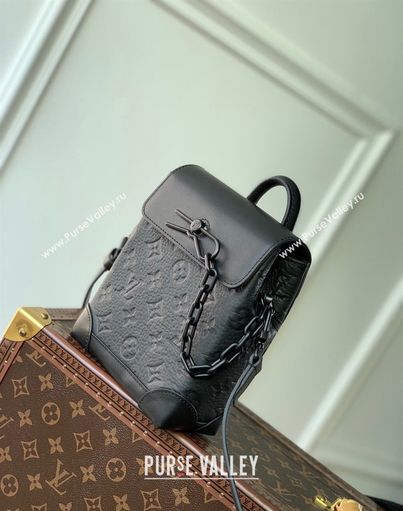 Louis Vuitton Mens Nano Steamer Bag in Black Taurillon Monogram Leather M82772 2023 (KI-231113008)