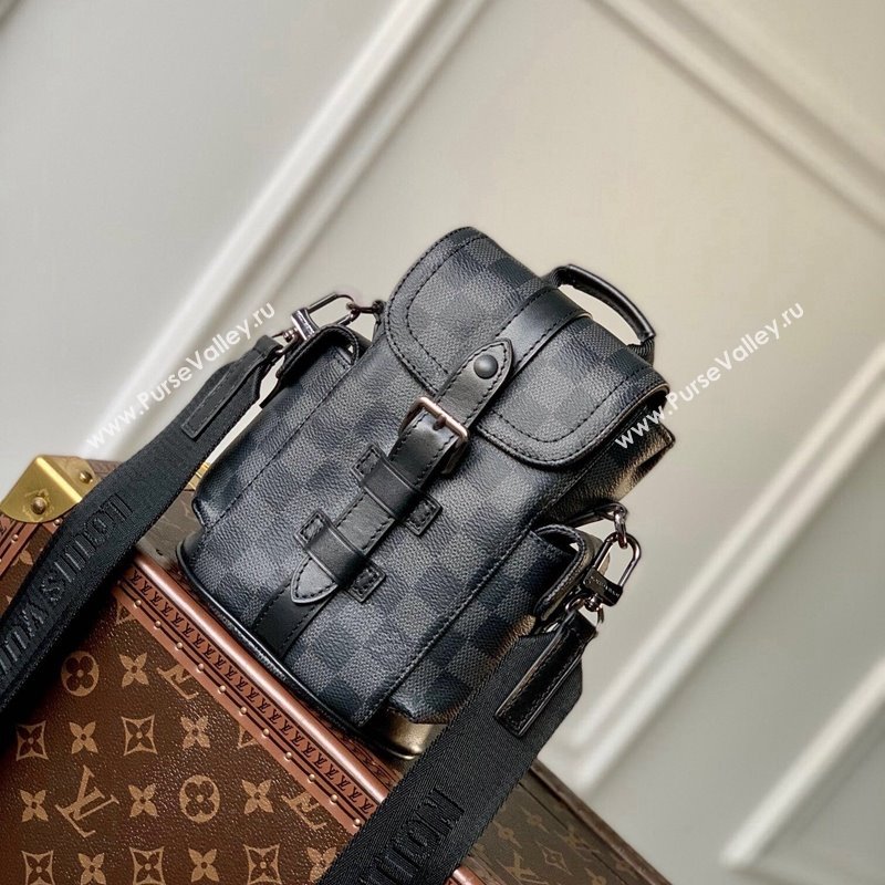 Louis Vuitton Mens Nano Christopher Crossbody Bag M82769 Black Damier Graphite Canvas 2023 (KI-231113009)