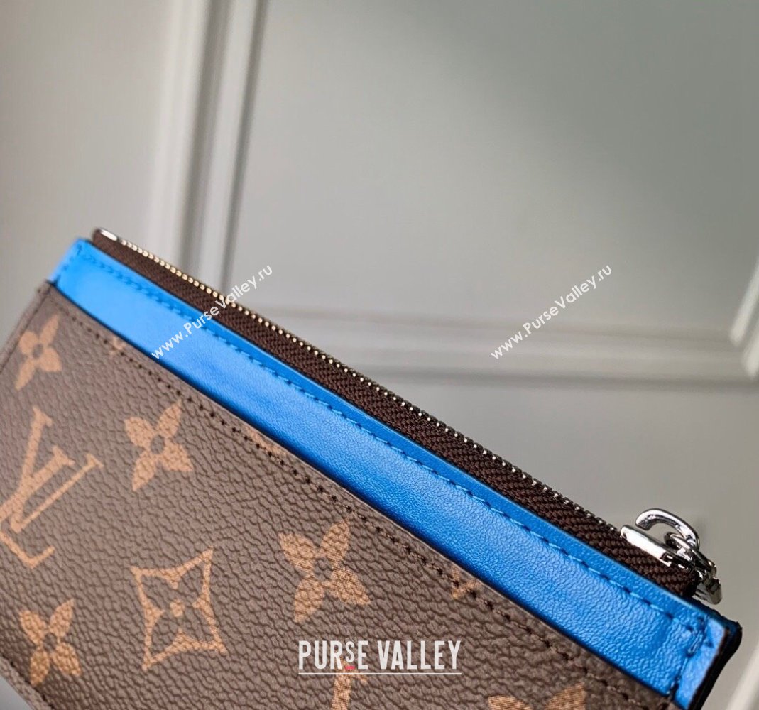 Louis Vuitton Coin Card Holder Monogram Macassar Canvas M82911 Blue Leather 2023 (KI-231113013)