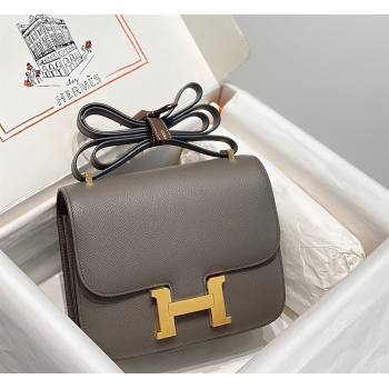 Hermes Constance Bag 18cm in Epsom Leather Etain Grey 2023 (Half Handmade) (FL-231113037)