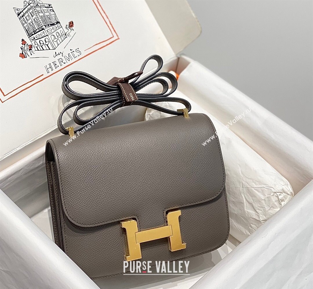 Hermes Constance Bag 18cm in Epsom Leather Etain Grey 2023 (Half Handmade) (FL-231113037)