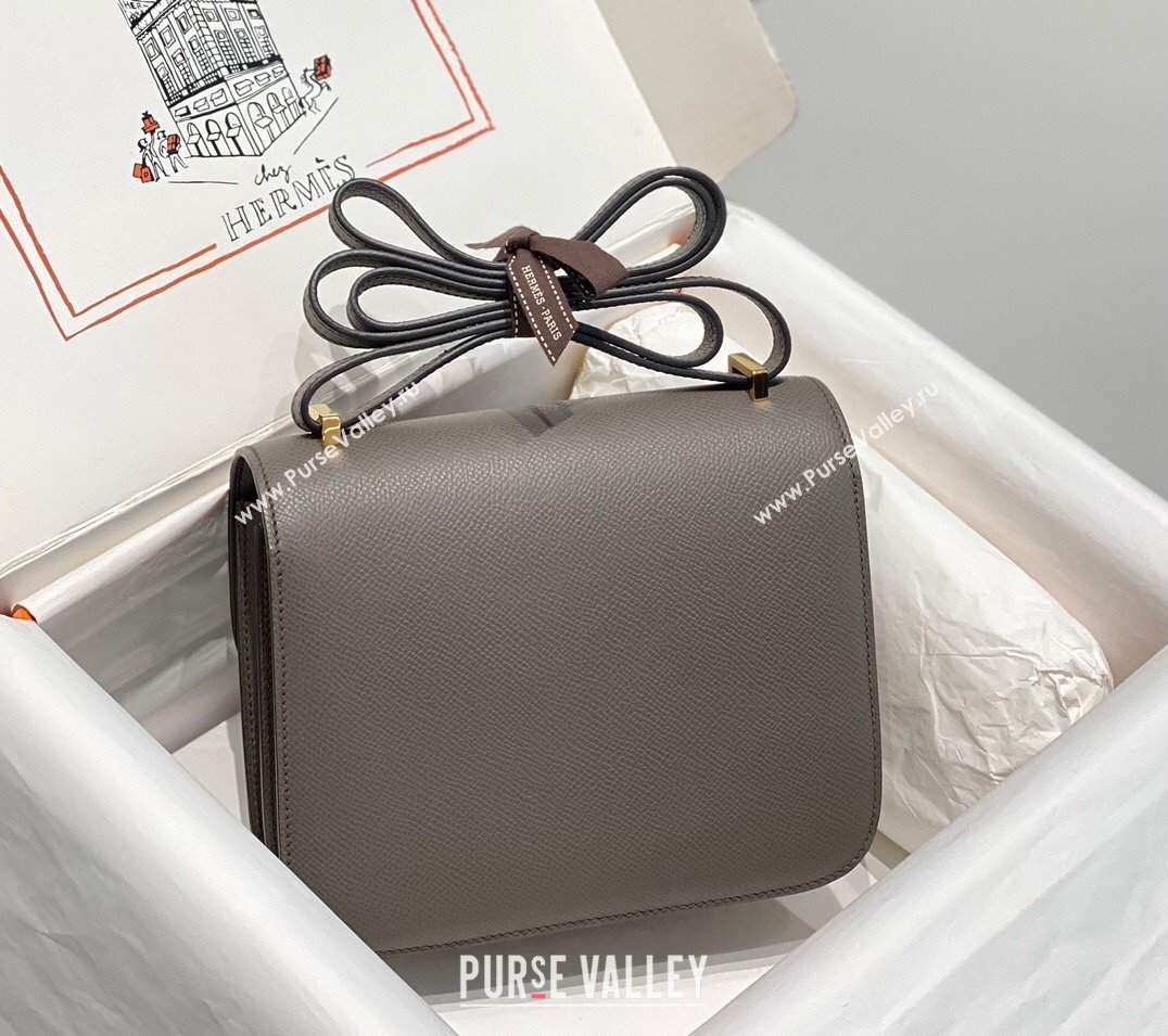 Hermes Constance Bag 18cm in Epsom Leather Etain Grey 2023 (Half Handmade) (FL-231113037)